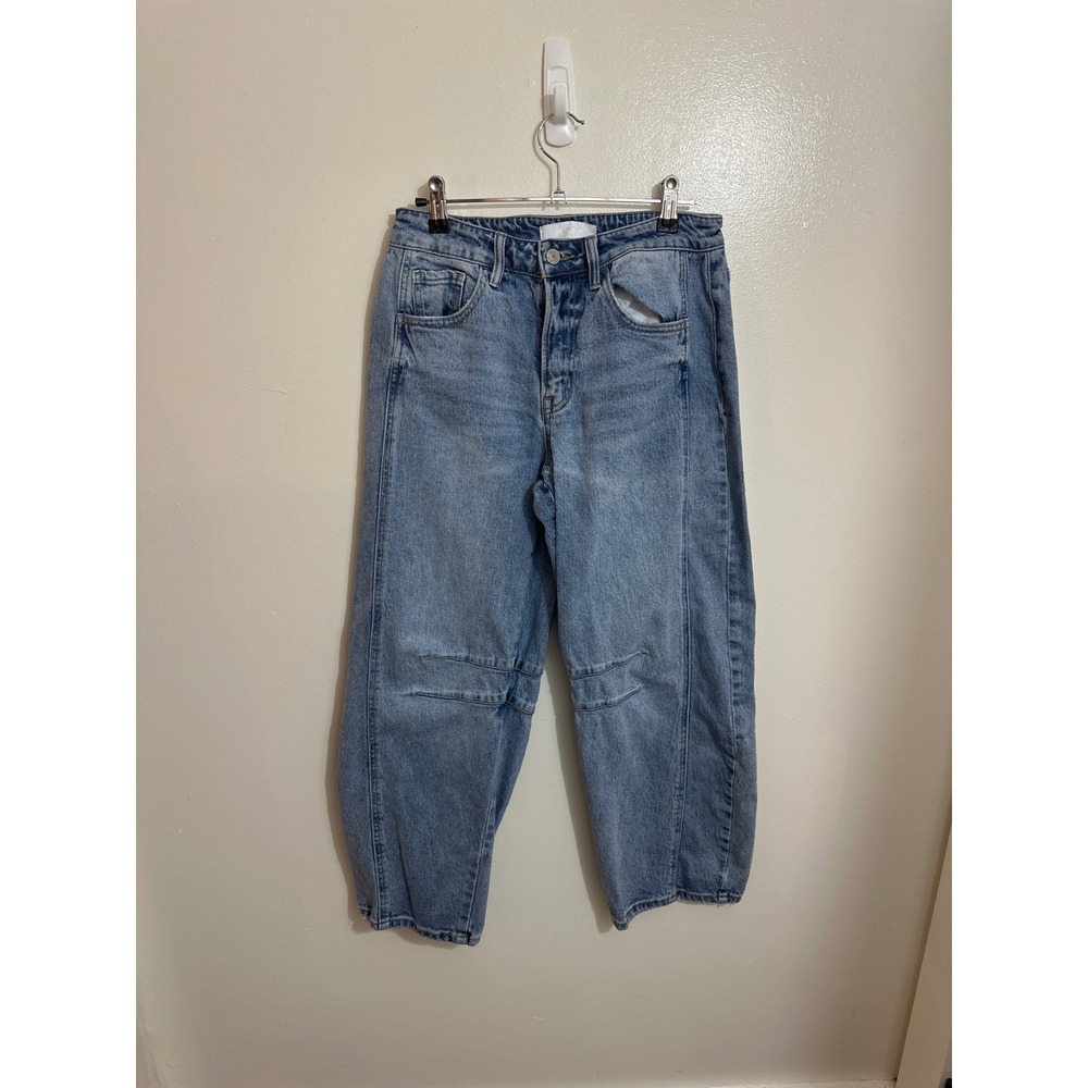 Vervet Blue Women Medium Wash High Rise Barrel Leg Jeans T6514 Size 27
